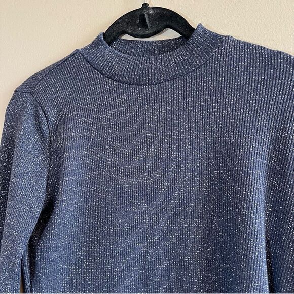 ✨ Violets & Roses Blue Metallic Night Sky Long Sleeve Top XS NWT - Picture 2 of 10